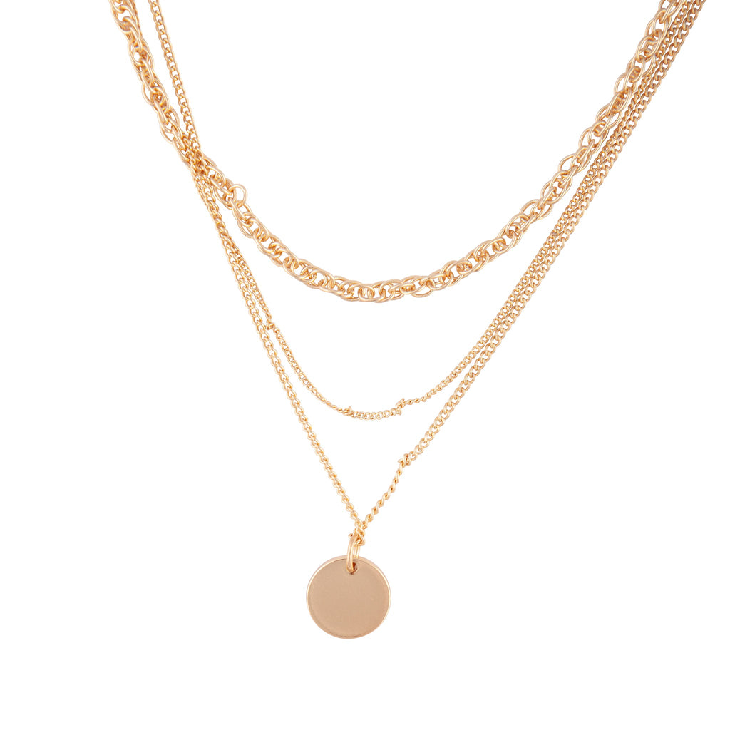 Gold Chain Disc Layer Necklace