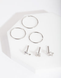 Rhodium Dolphin Motif Nose Piercing 6-Pack - link has visual effect only