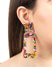 Acrylic Rainbow Square Top Cut-Out Earrings - link has visual effect only