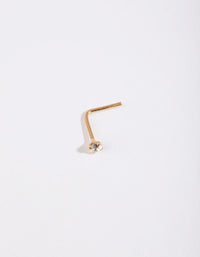 Gold Plated Sterling Silver Fine Diamante Nose Stud - link has visual effect only