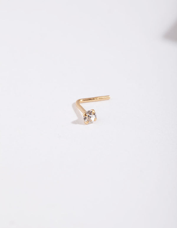 Gold Plated Sterling Silver Fine Diamante Nose Stud