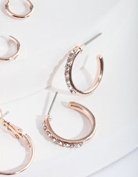 Rose Gold Diamante Sleeper Earring 6-Pack - link has visual effect only