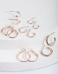 Rose Gold Diamante Sleeper Earring 6-Pack - link has visual effect only