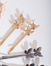 Butterfly Mixed Metal Hair Pin 4-Pack - link has visual effect only