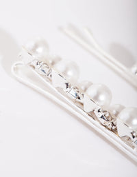 Pearl & Diamante Silver Zig Zag Hair Pin Pack - link has visual effect only