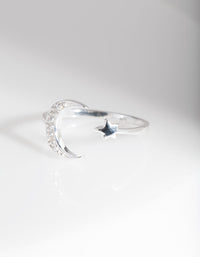 Sterling Silver Diamante Celestial Ring - link has visual effect only