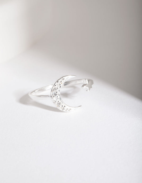 Sterling Silver Diamante Celestial Ring