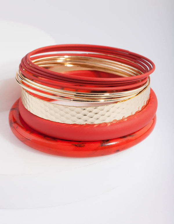 Red Gold Acrylic & Metal Bracelet 10-Pack