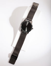 Gunmetal Sleek Mesh-Strap Watch - link has visual effect only