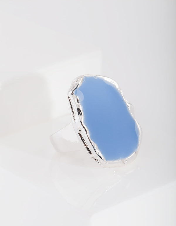 Silver Blue Enamel Ring