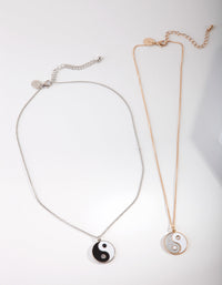 Mixed Metal Yin & Yang Necklace Set - link has visual effect only
