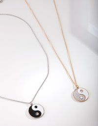 Mixed Metal Yin & Yang Necklace Set - link has visual effect only