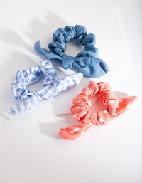 Kids BLue Pink Check Scrunchie Pack - link has visual effect only