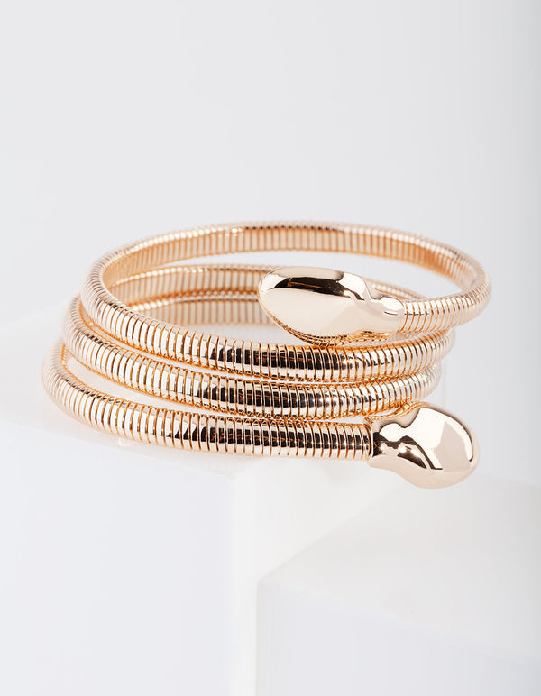 Gold Snake Chain Coil Bracelet