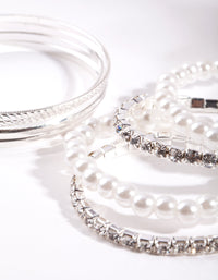 Kids Silver Diamante Bangle Pack - link has visual effect only