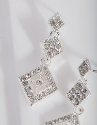 Silver Triple Drop Diamante Earrings - link has visual effect only
