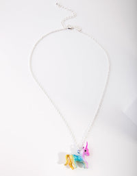 Kids Silver Multi Coloured Unicorn Necklace - link has visual effect only