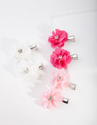 Kids Fabric Diamante Flower Pink Clip 6-Pack - link has visual effect only