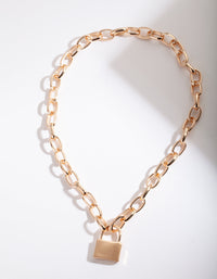 Gold Lock Chain Necklace - link has visual effect only