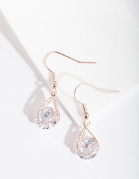 Rose Gold Cubic Zirconia Diamante Teardrop Earrings - link has visual effect only