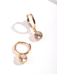Gold Cubic Zirconia Huggie Drop Earrings - link has visual effect only