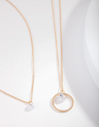 Gold Cubic Zirconia Circle Row Necklace - link has visual effect only