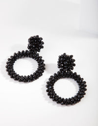Black Cluster Bead Drop Earrings - link has visual effect only