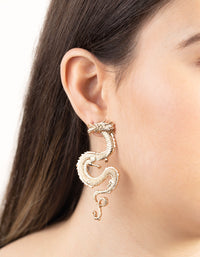 Gold Large Swirl Dragon Earrings - link has visual effect only