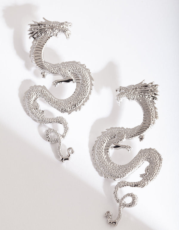 Silver Statement Dragon Earrings