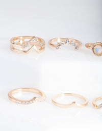 Gold Multi Shape Diamante Ring Pack - link has visual effect only