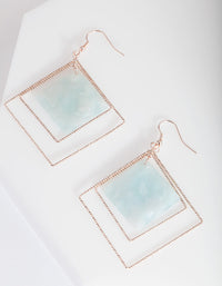 Rose Gold Blue Hanging Earrings - link has visual effect only