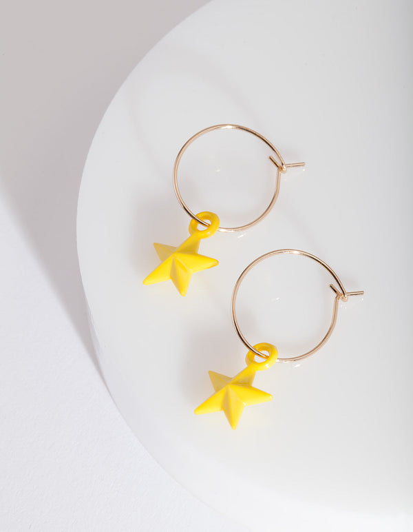 Yellow Gold Mini Star Earrings