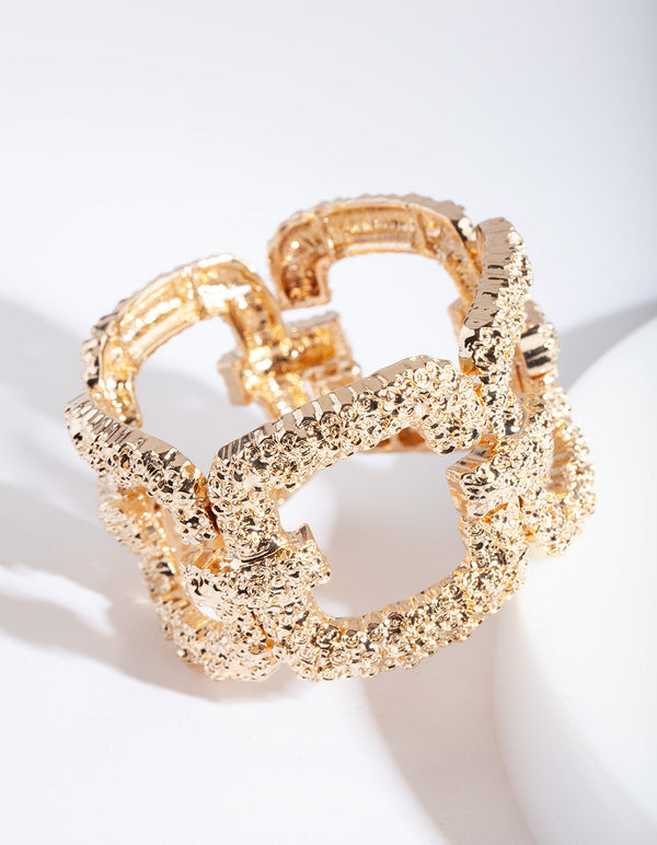 Gold Textured Cut-Out Bangle