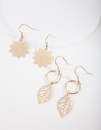 Gold Leaf Layered Earrings - link has visual effect only