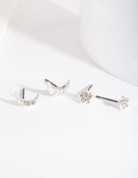 Silver Diamante Moon Star Earring Pack - link has visual effect only
