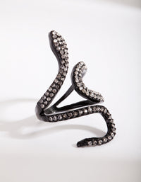Black Diamante Swirl Snake Ring - link has visual effect only