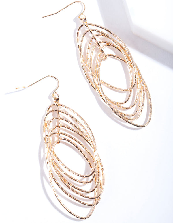 Gold Multi Layer Drop Earrings