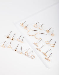 Gold Star & Geometric Shaped Stud Earring 12-Pack - link has visual effect only
