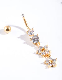 Gold Surgical Steel Statement Flower Drop Belly Bar - link has visual effect only