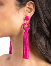 Pink Statement Tassel Earrings - link has visual effect only