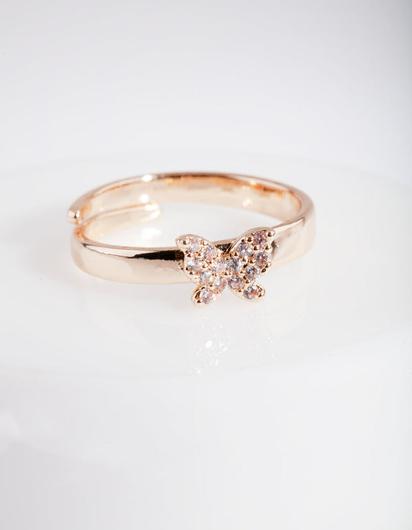 Gold Cubic Zirconia Butterfly Ring