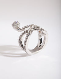 Rhodium Diamante Snake Ring - link has visual effect only