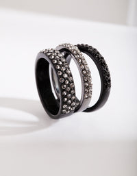 Black Diamante Ring Stack - link has visual effect only