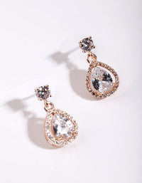 Encircled Mini Diamond Simulant Pear Drop Earrings - link has visual effect only