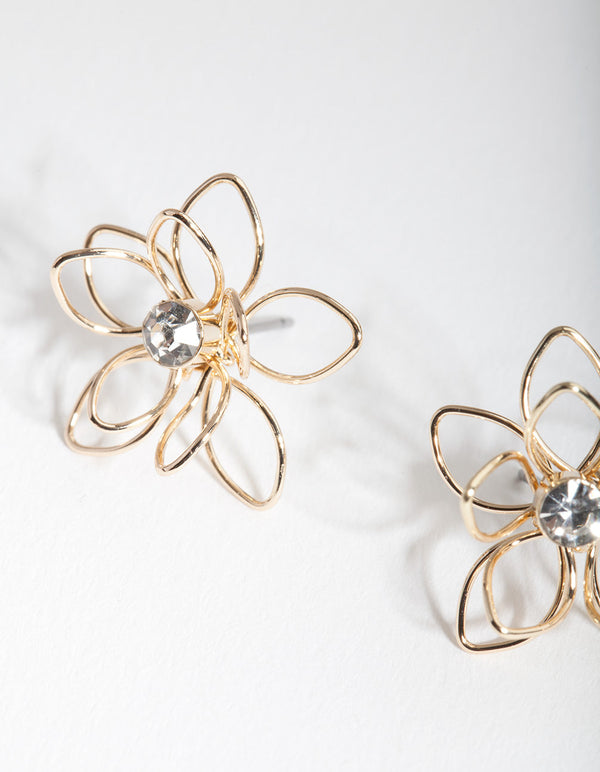 Gold Dainty Diamante Flower Earrings | Jewelery | Necklaces | Rings ...