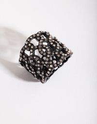 Black Diamante Weave Ring - link has visual effect only