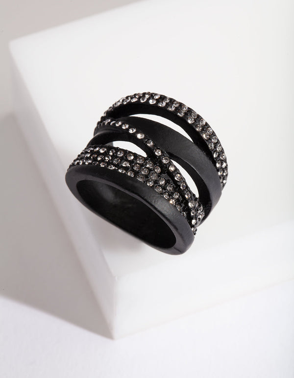 Black Layer Diamante Ring