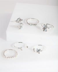 Silver Gem Diamante Ring Pack - link has visual effect only