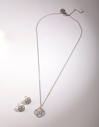 Diamond Simulant Twist Flower Jewellery Set - link has visual effect only