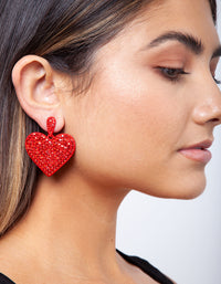 Red Diamante Statement Heart Earring - link has visual effect only